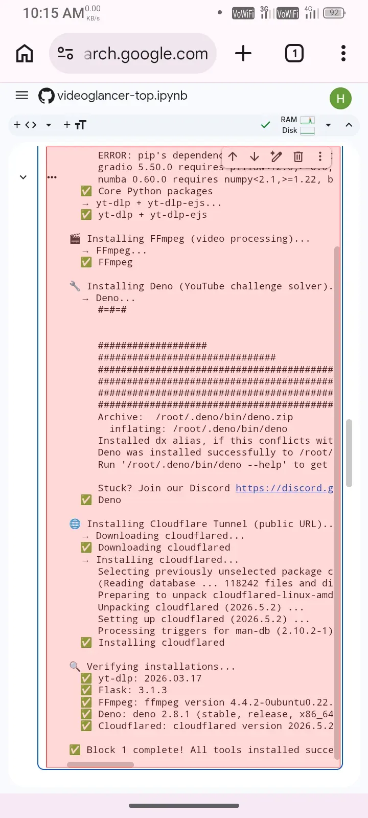 Block 1 execution logs part 2
