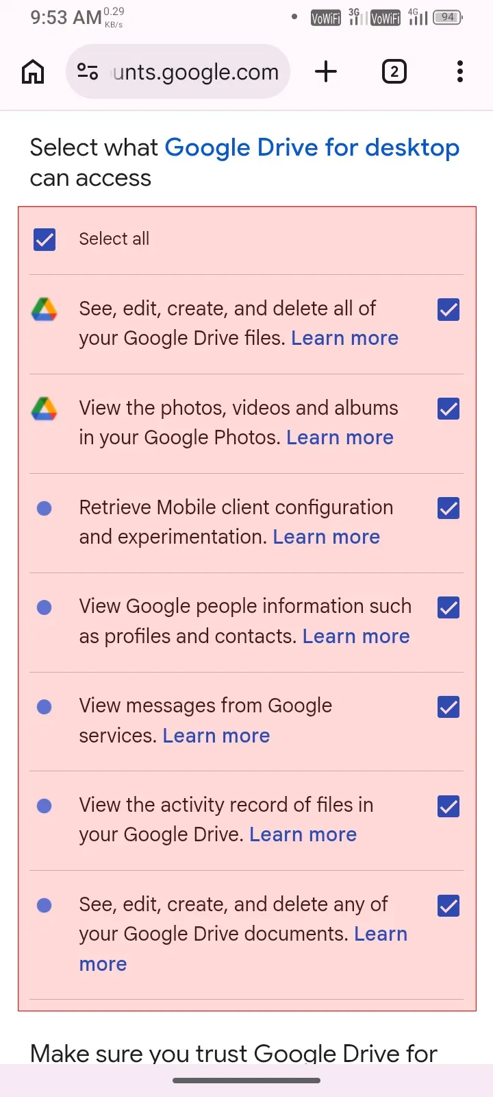 All checkboxes selected