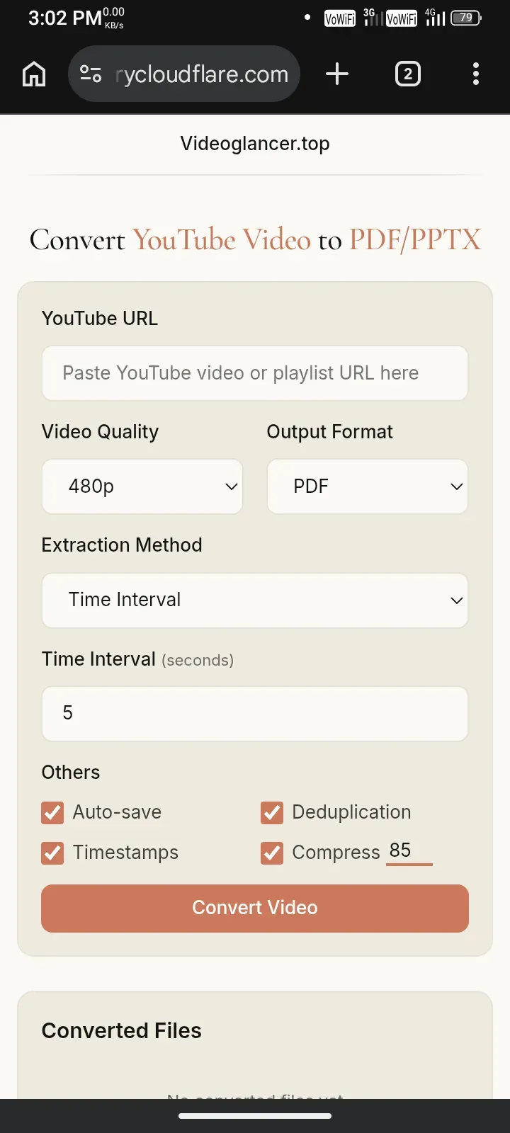 Converter website loaded via tunnel