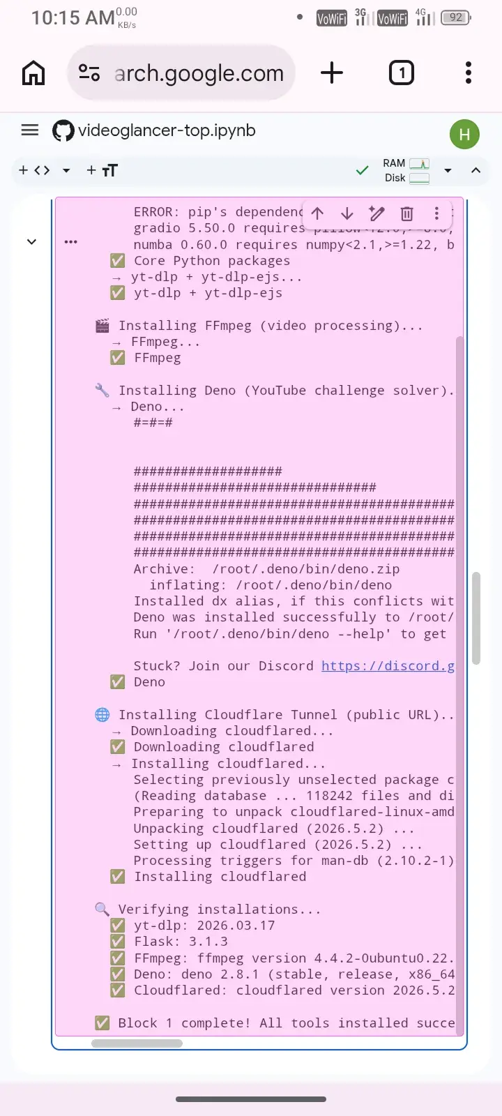 More execution logs Block 1 execution logs part 2