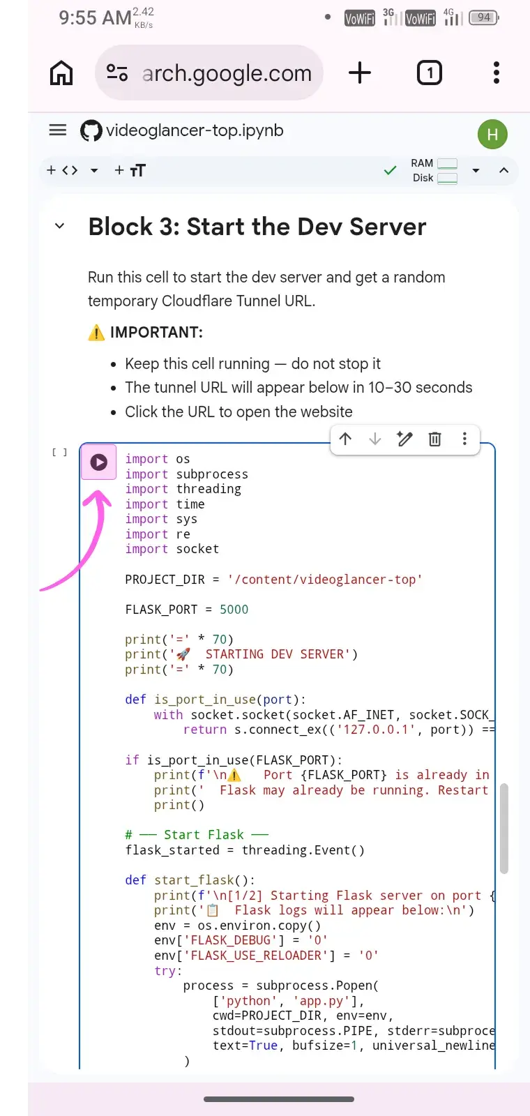 Run the third code block Click Play to execute Block 3
