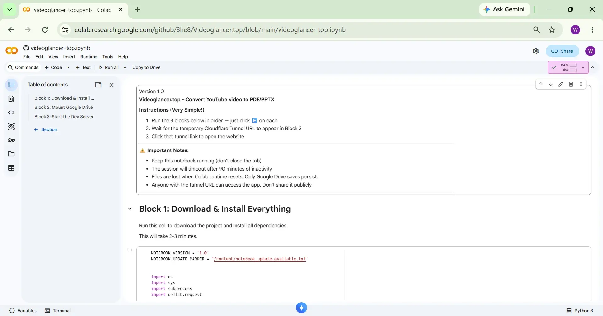 Runtime connected with resources Runtime connected