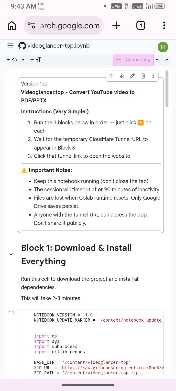 Runtime connection in progress Connecting to runtime