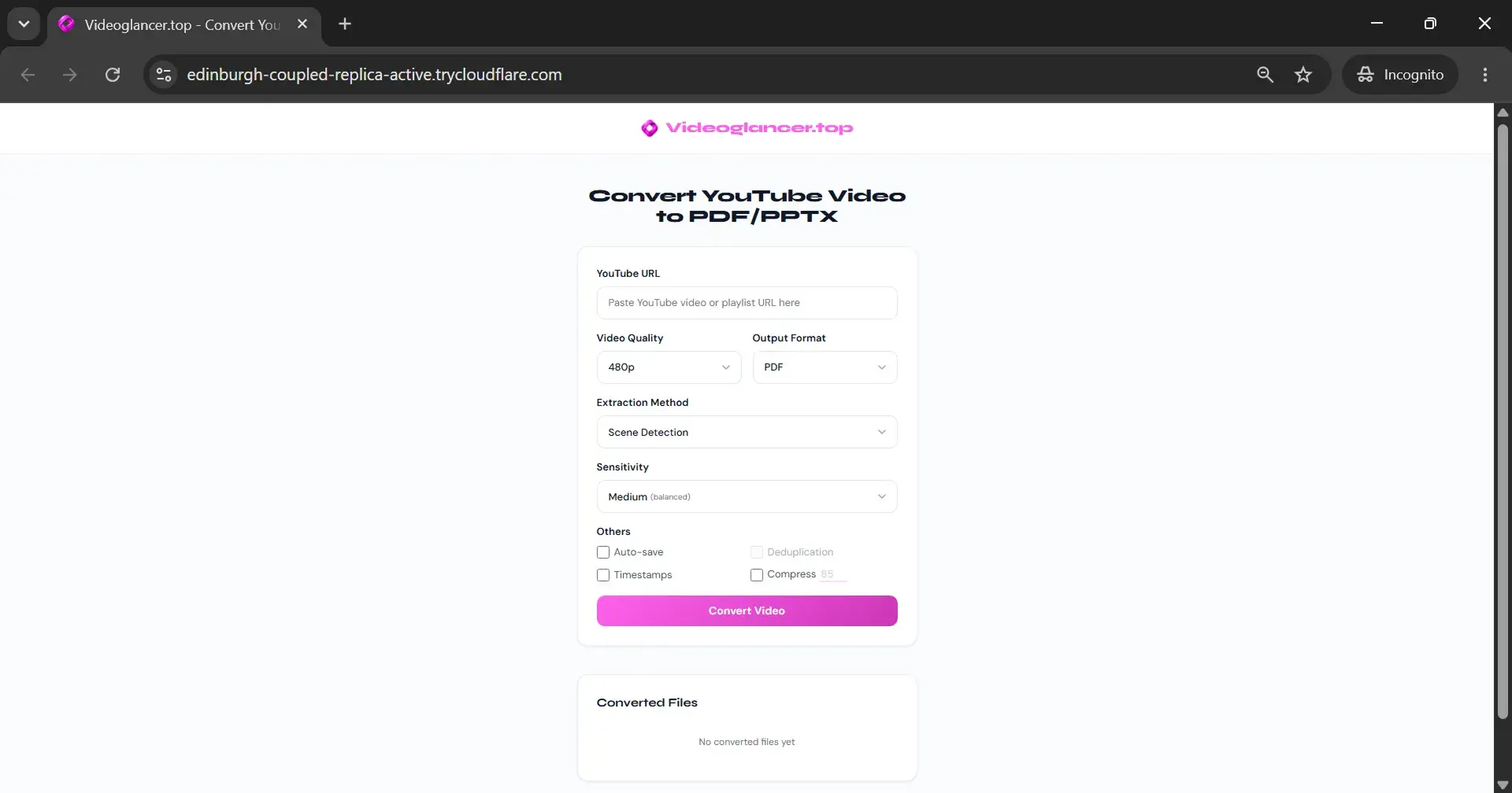 Site opened in Incognito window Converter website loaded via tunnel