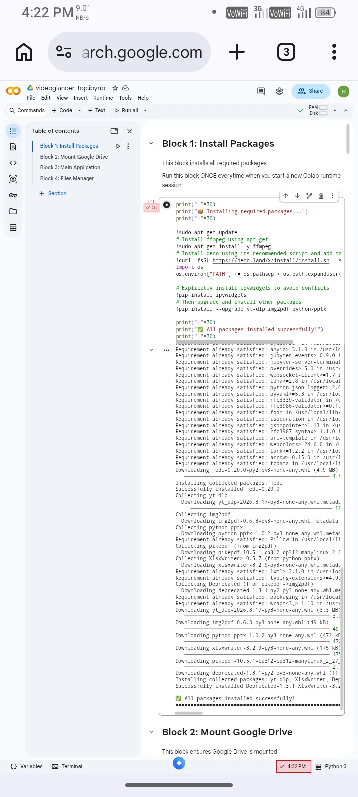 Block 1 executed mobile