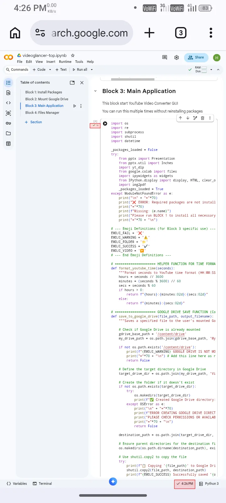 Block 3 executed mobile