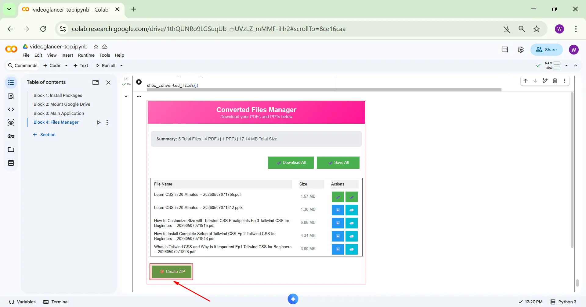 Click create zip pc