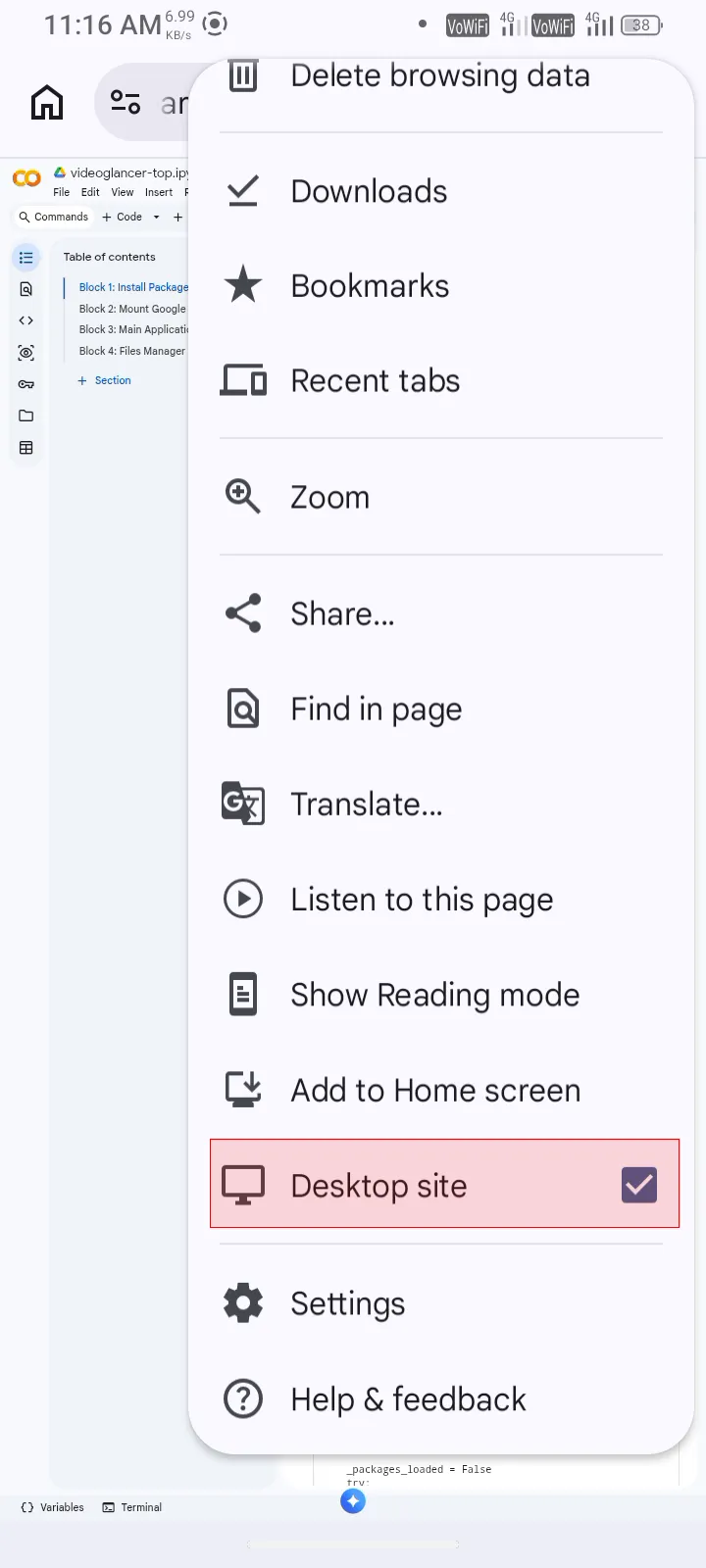 Click desktop site 4 mobile