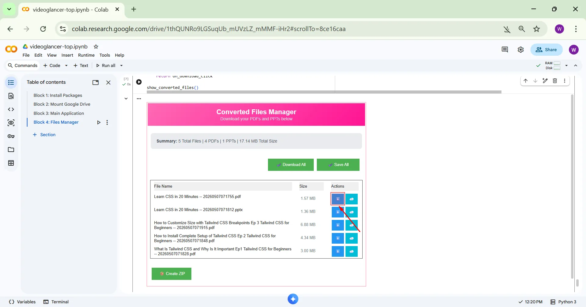 Click download single pc