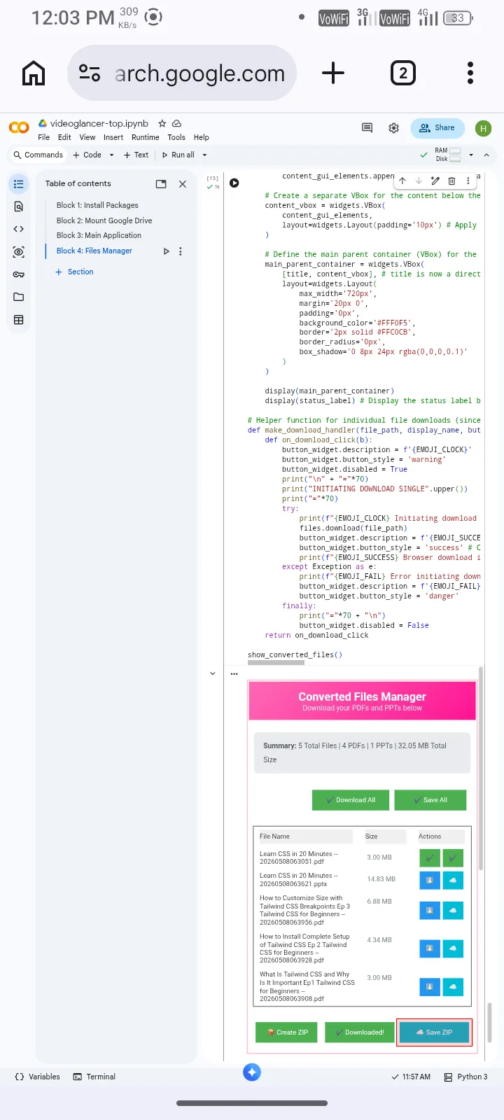 Click save zip mobile