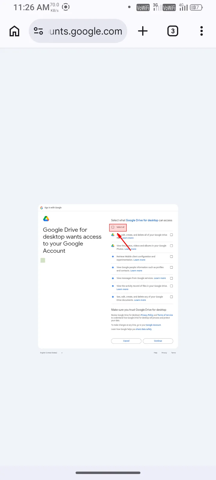 Click select all mobile