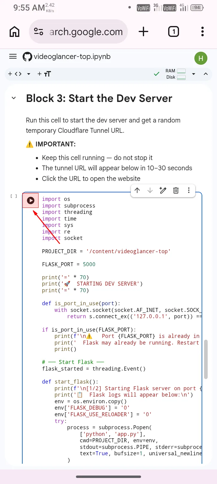 Click to execute block 3 mt