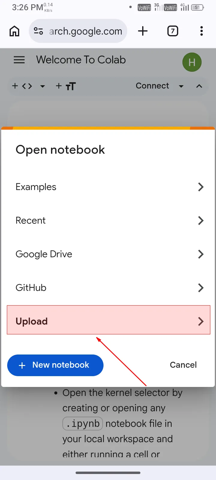 Click upload mobile