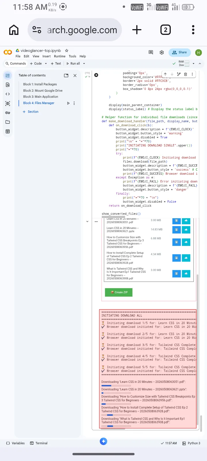 Download all logs mobile