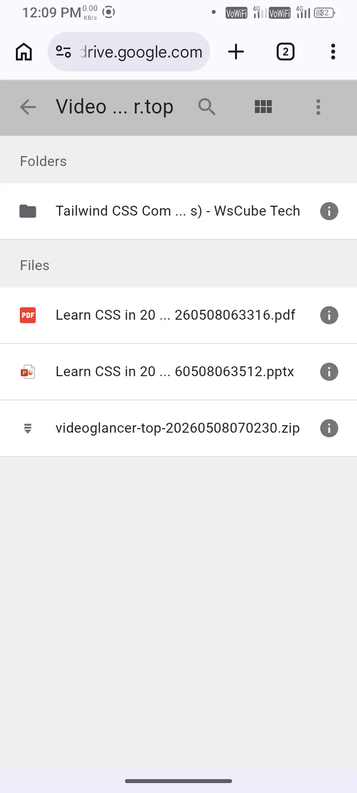 Drive videoglancer folder mobile