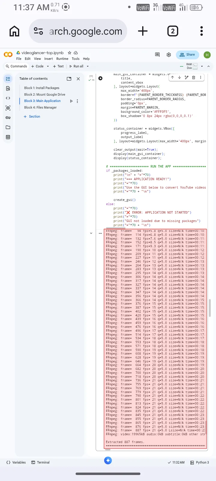 Extracting frames sd 2 mobile