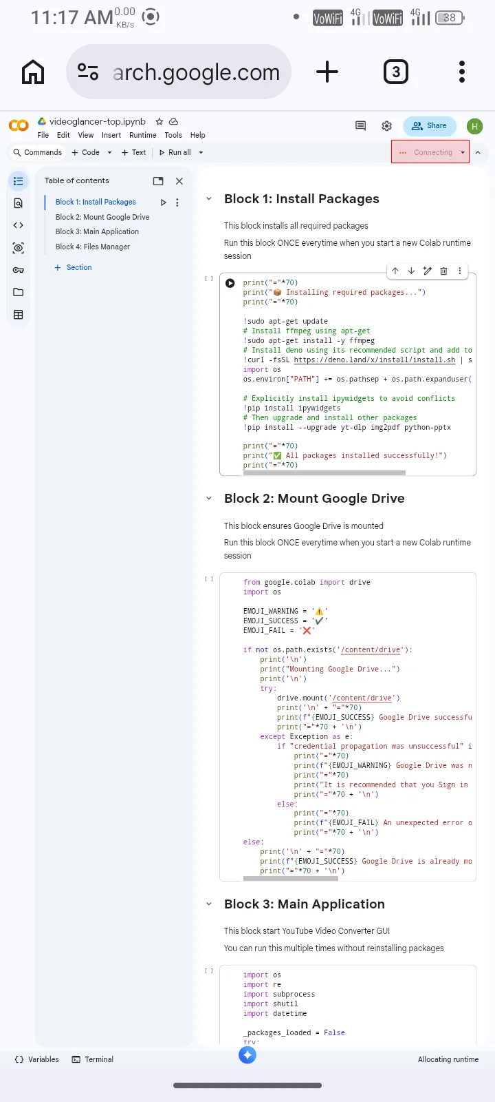 Runtime connecting mobile