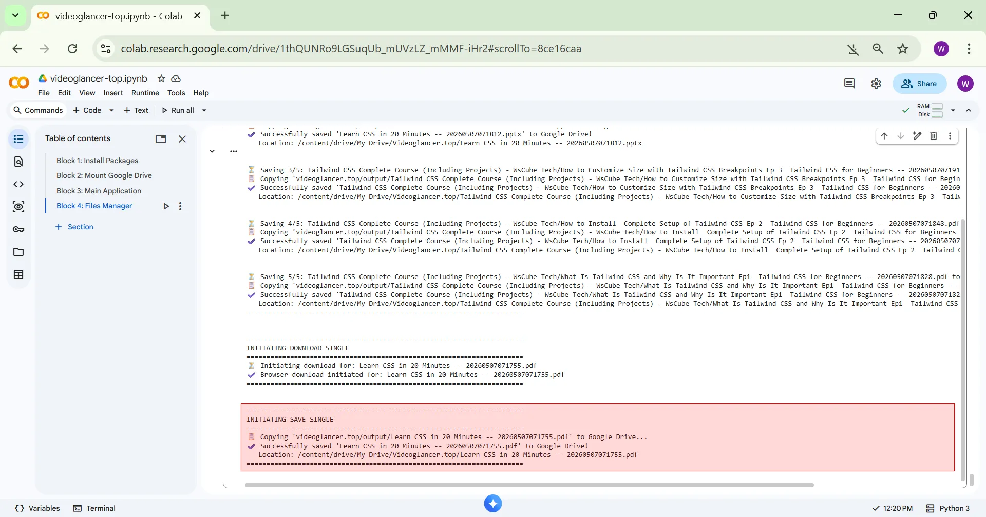 Save single logs pc