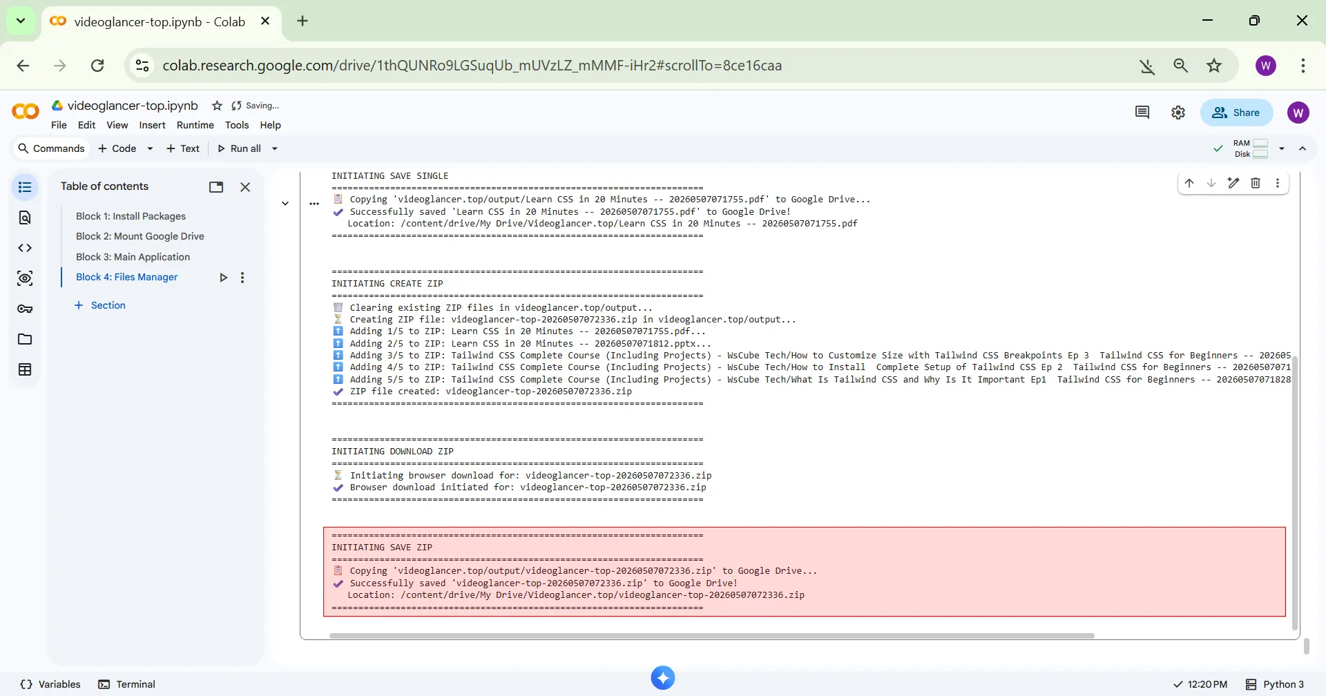 Save zip logs pc